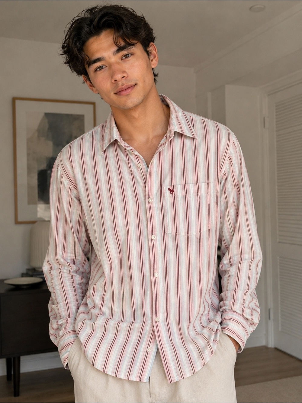 Vintage Abercrombie & Fitch Striped Button Down Shirt Medium Y2K